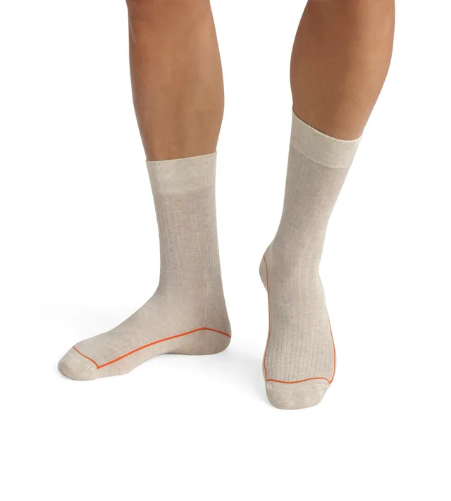 dim-mode-chaussettes-homme-coton-c-tel-beige-liser-orange image 1