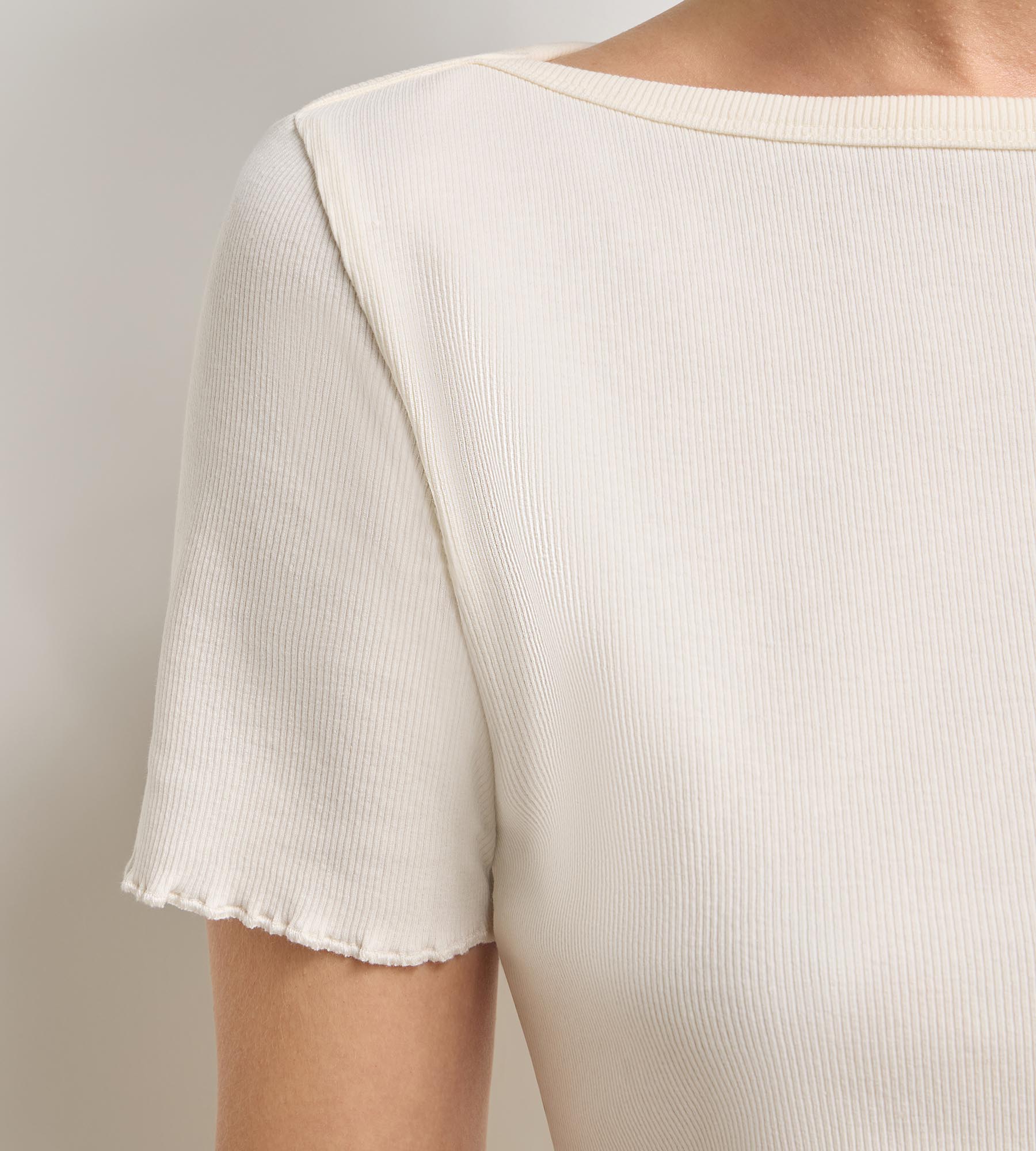 dim-slow-days-fresh-vibes-top-manches-courtes-col-bateau-coton-cru image 3