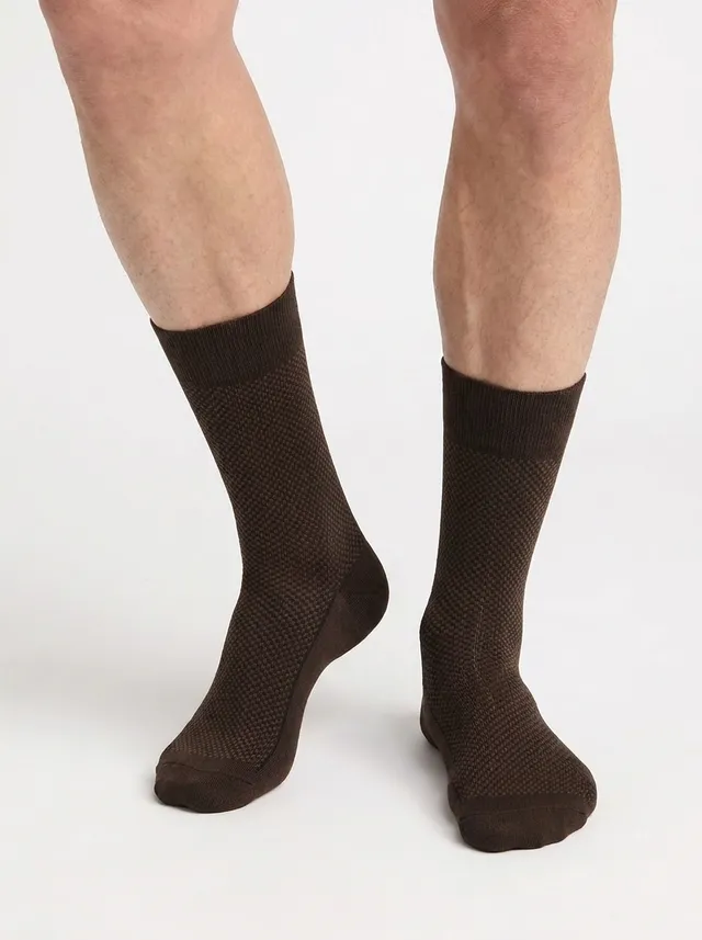 dim-la-mode-chaussettes-homme-coton-marron-bois image 1