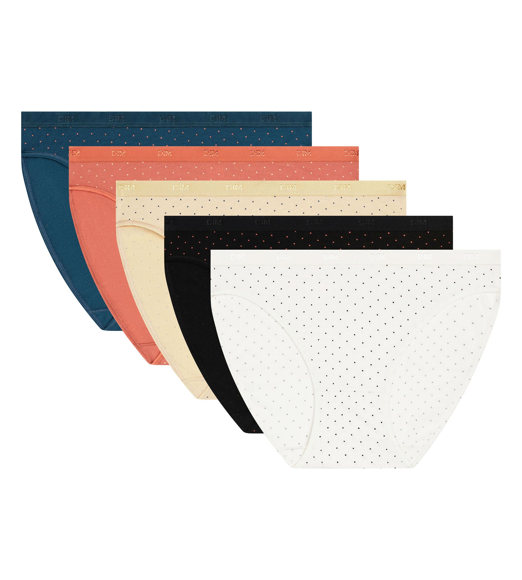 dim-les-pockets-lot-de-5-slips-femme-coton-stretch-pois image 5