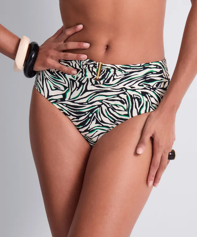 aubade-tropical-splash-bas-de-maillot-taille-haute-wild-stripes-sculptant image 1