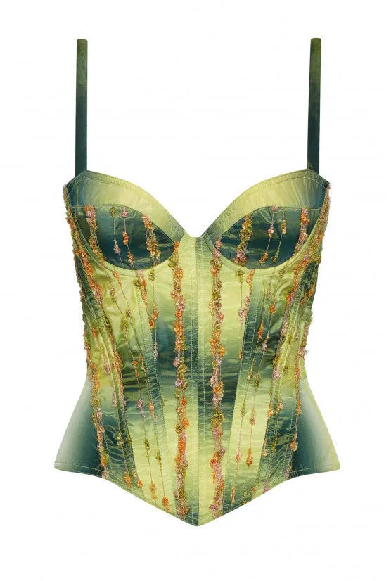 cadolle-astrid-corset-satin-vert-broderie image 1