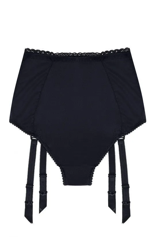 cadolle-gina-culotte-haute-satin-noir-jarretelles image 1