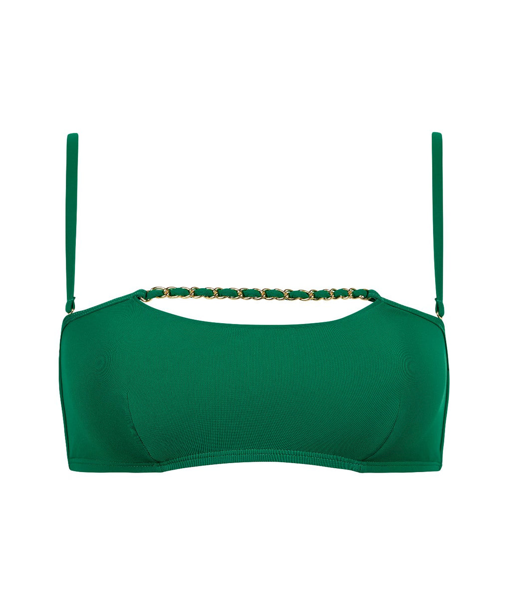 aubade-sparkling-treasure-haut-de-bikini-bandeau-moul-palm-green image 1
