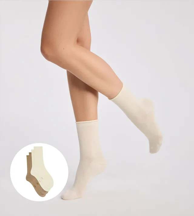 dim-modal-lot-de-2-chaussettes-femme-taupe-beige image 1