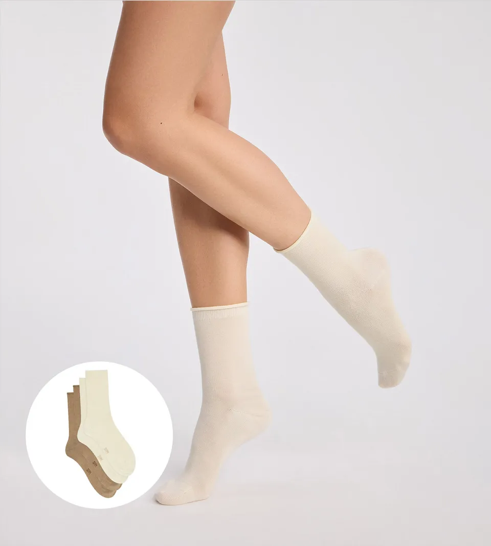 dim-modal-lot-de-2-chaussettes-femme-taupe-beige image 1