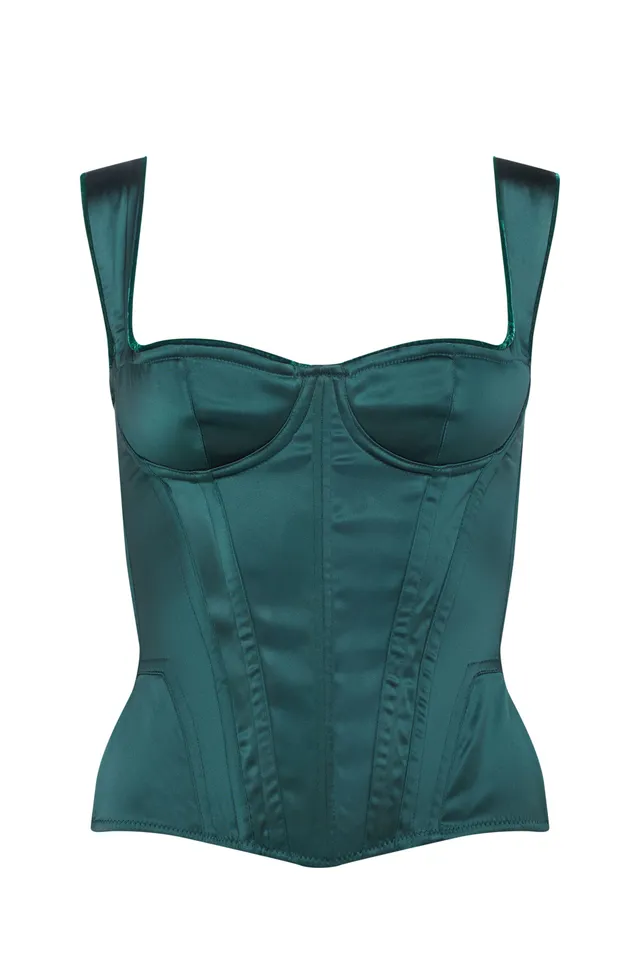 cadolle-bustier-satin-vert-daisy-sans-la-age image 1