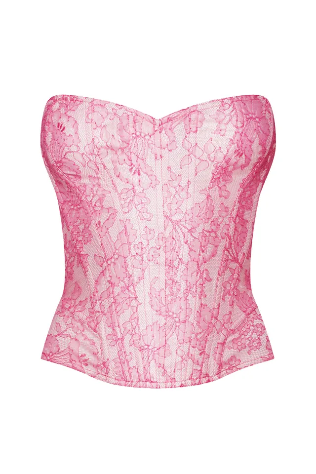 cadolle-malia-corset-rose-dentelle-chantilly-la-age image 1