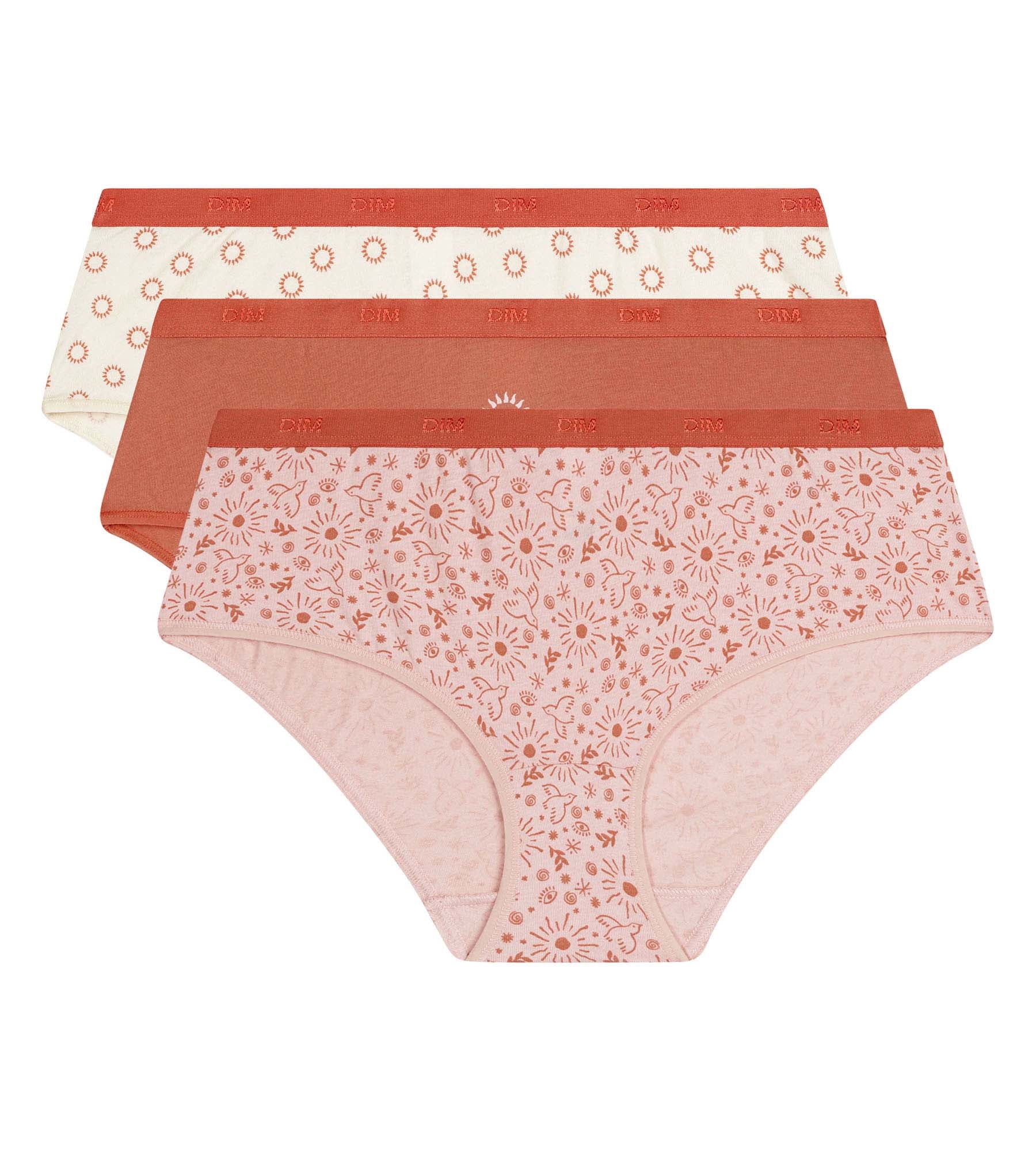dim-les-pockets-boxers-femme-coton-stretch-soleil-lot-de-3-corail-rose-cru image 5