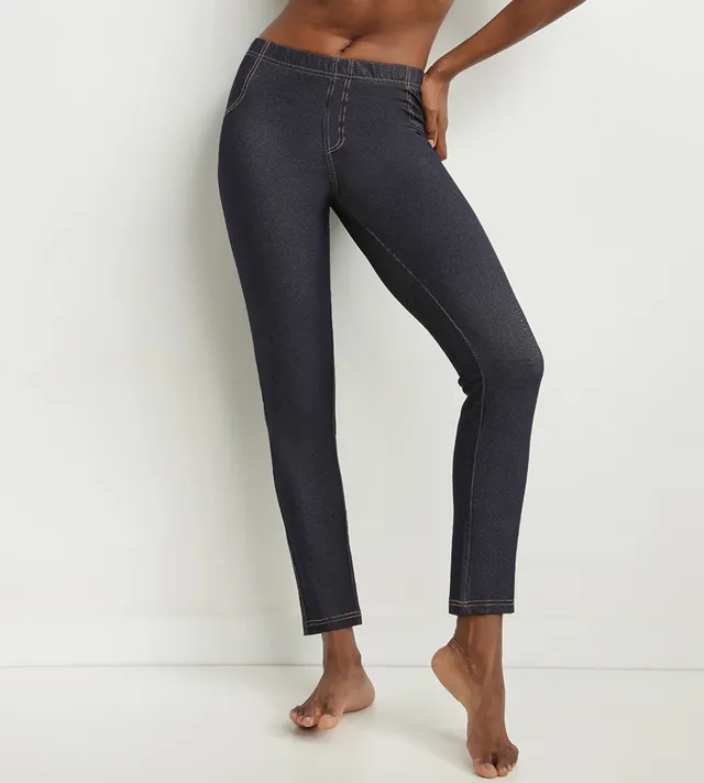 dim-relax-go-legging-femme-effet-jean-bleu-marine-avec-poches image 1