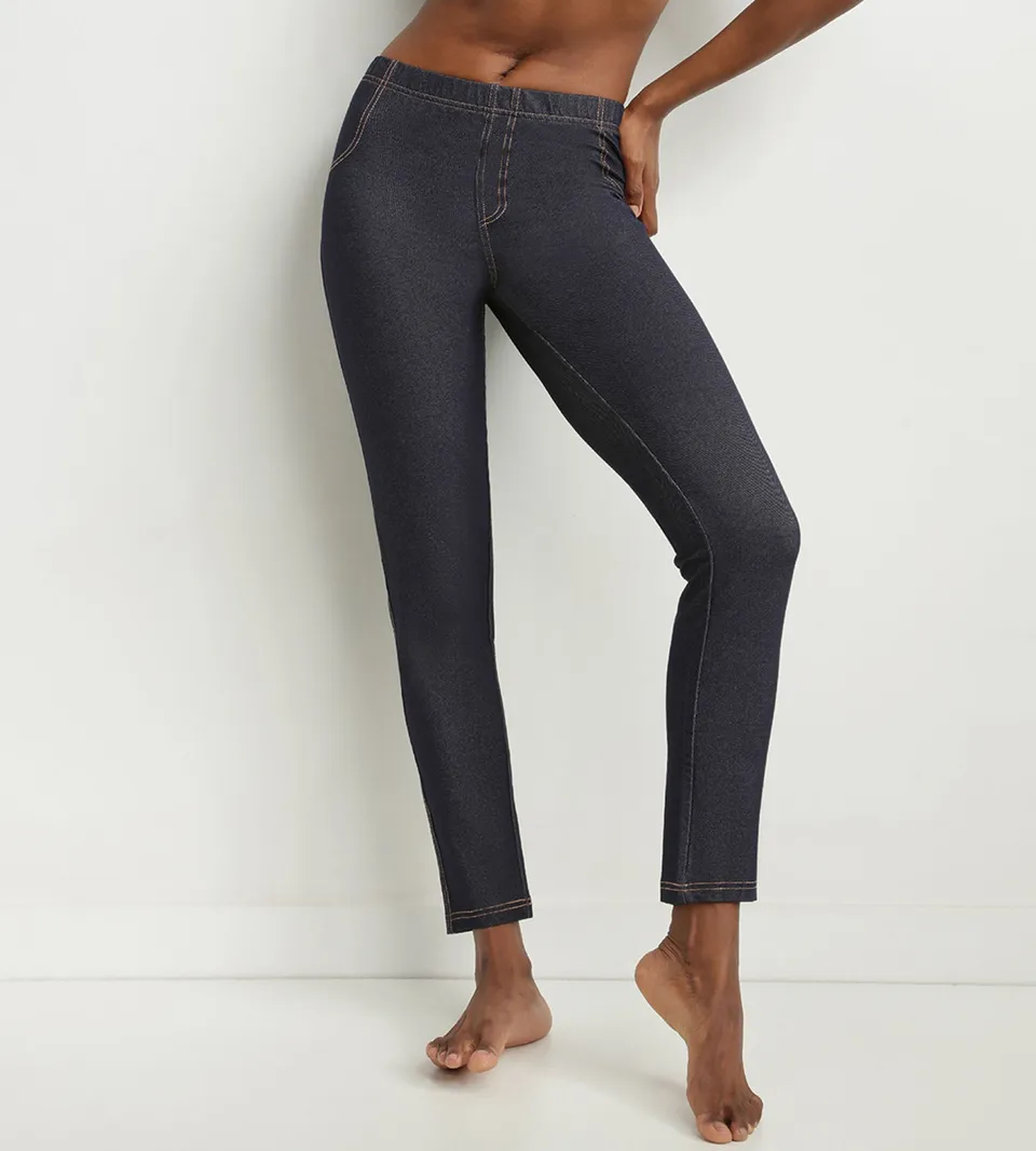 dim-relax-go-legging-femme-effet-jean-bleu-marine-avec-poches image 1