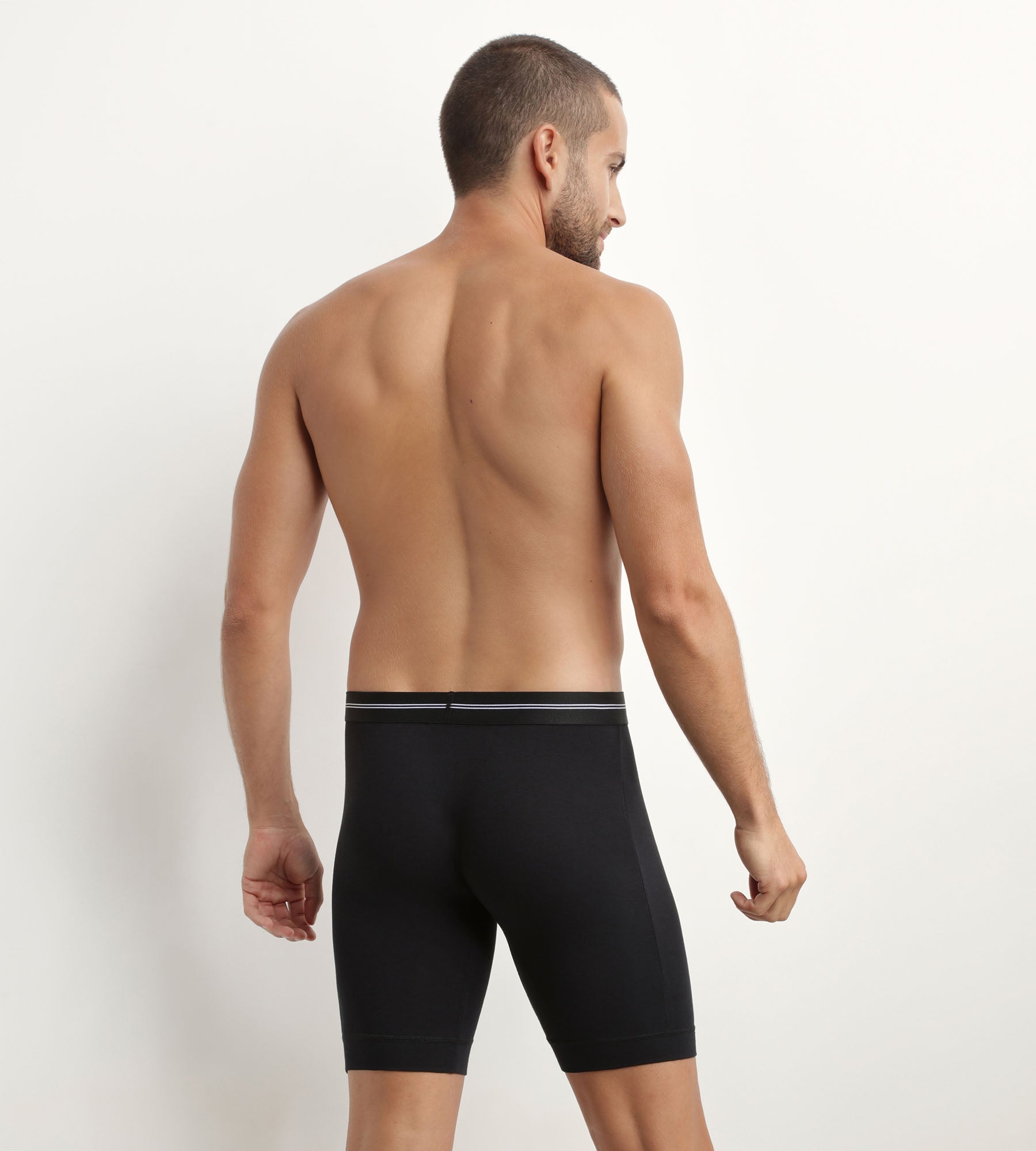 dim-icons-essentiel-boxer-long-homme-coton-modal-noir image 2