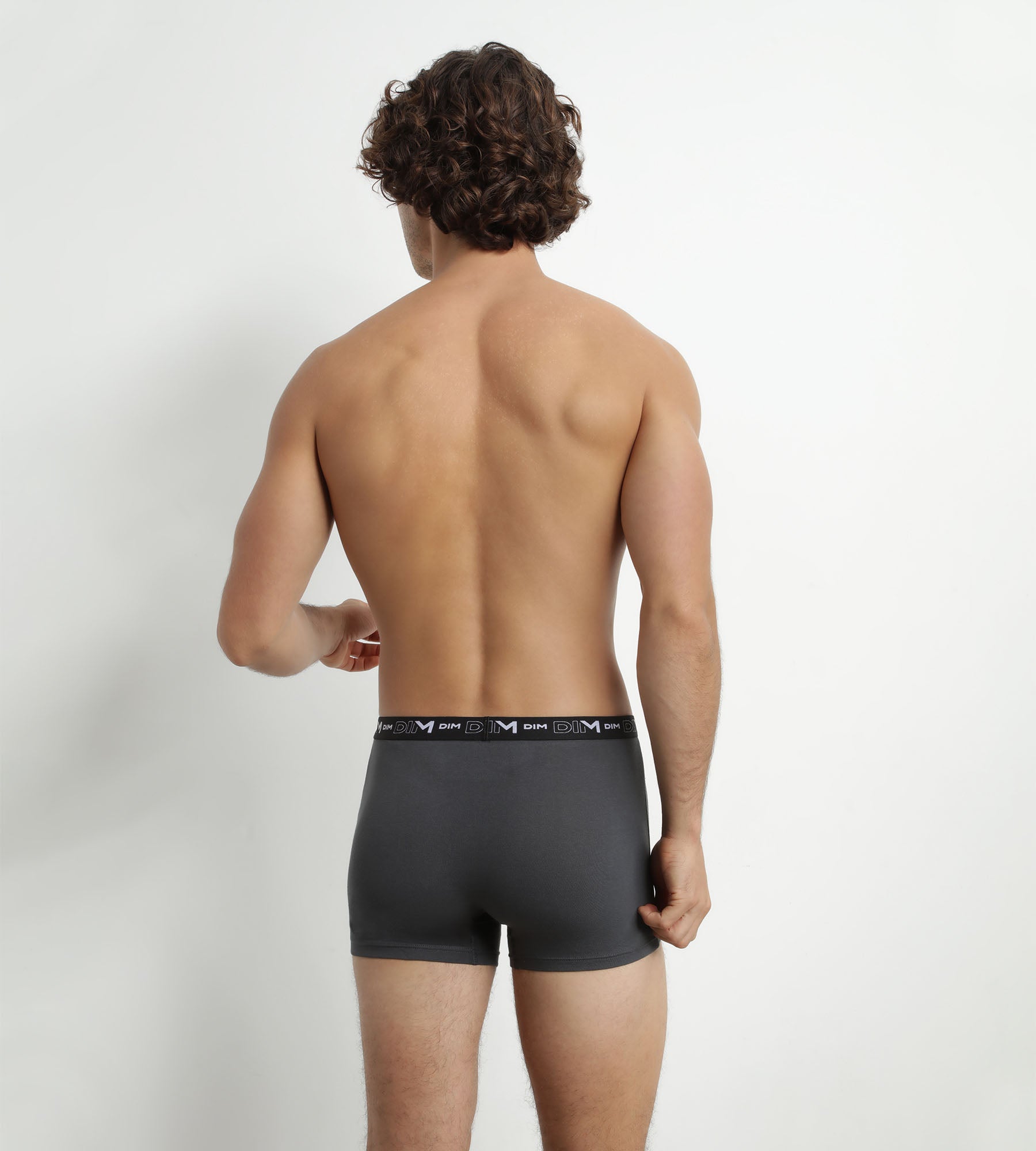 dim-coton-stretch-lot-de-3-boxers-homme-noir-gris-gris-granit image 2