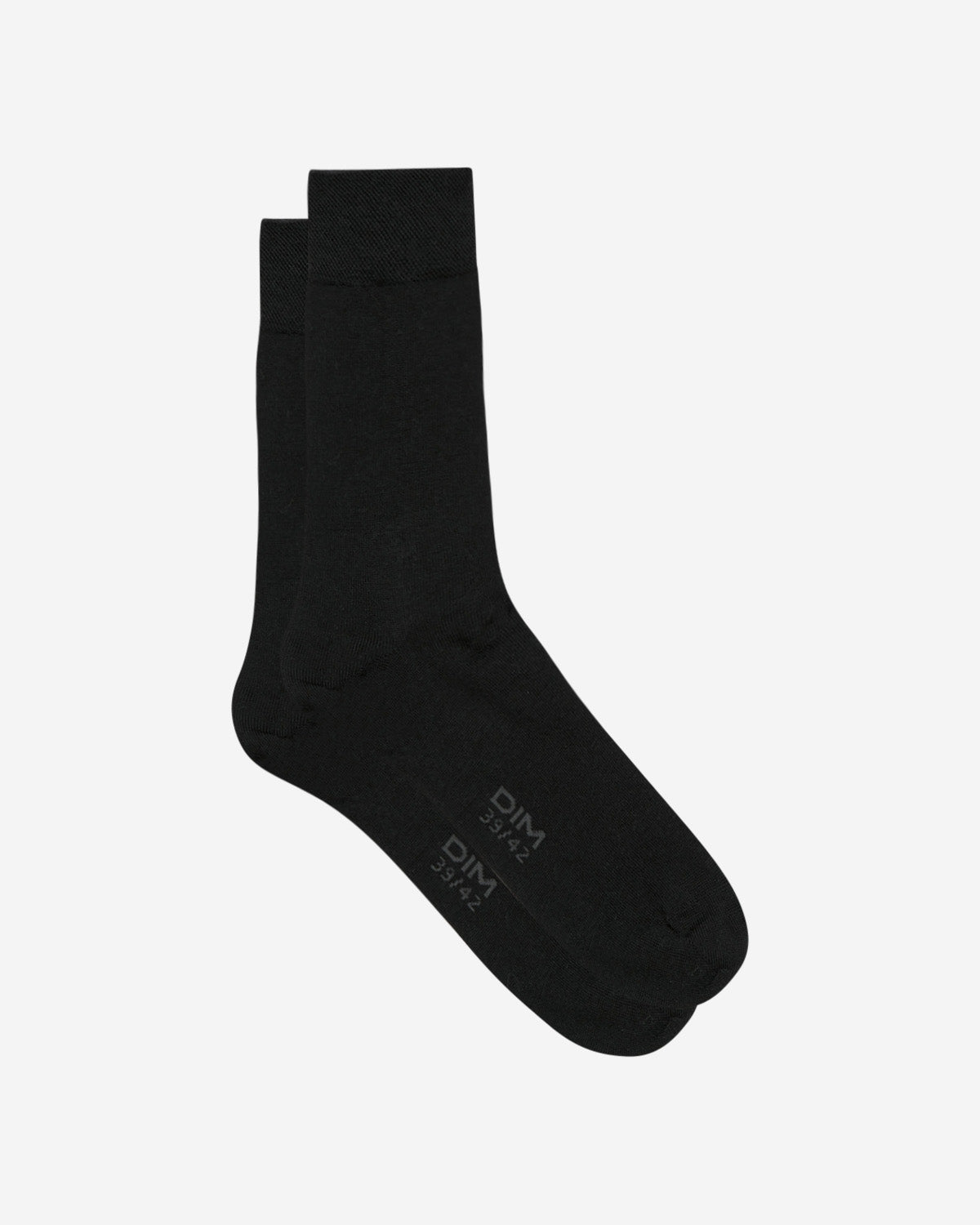 dim-laine-chaussettes-homme-noires-mi-mollet image 2