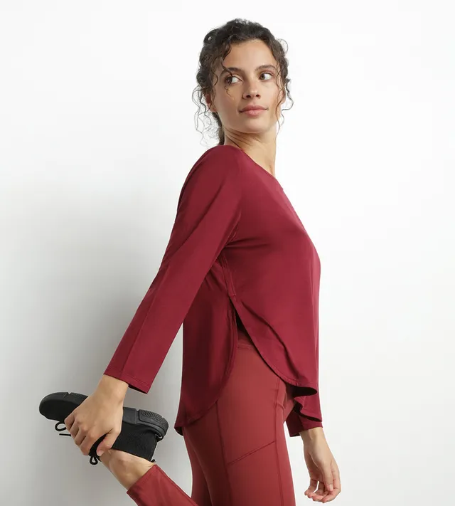 dim-move-haut-de-sport-femme-col-bateau-bordeaux image 1