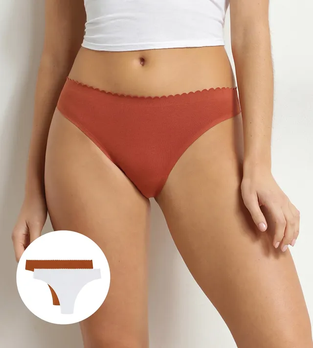 dim-lot-de-2-tangas-femme-blanc-et-brun-body-touch-easy image 1
