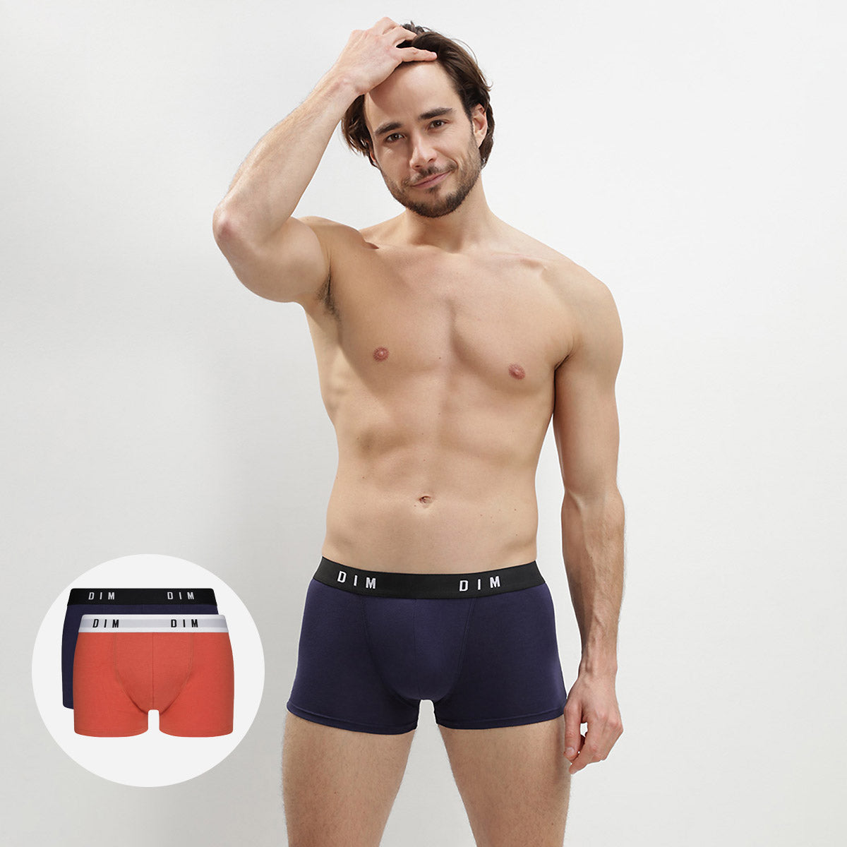 dim-originals-lot-de-2-boxers-homme-coton-stretch-roux-bleu-denim image 1