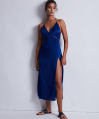 aubade-silk-desire-robe-longue-electric-blue image 2