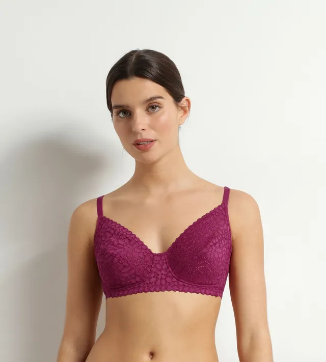 dim-daily-dentelle-soutien-gorge-triangle-sans-armatures-fruits-rouges image 1