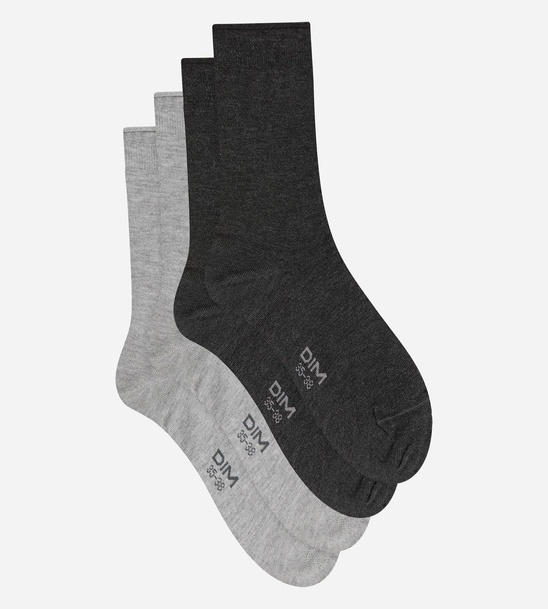 dim-modal-chaussettes-femme-lot-de-2-gris-clair-gris-anthracite image 4