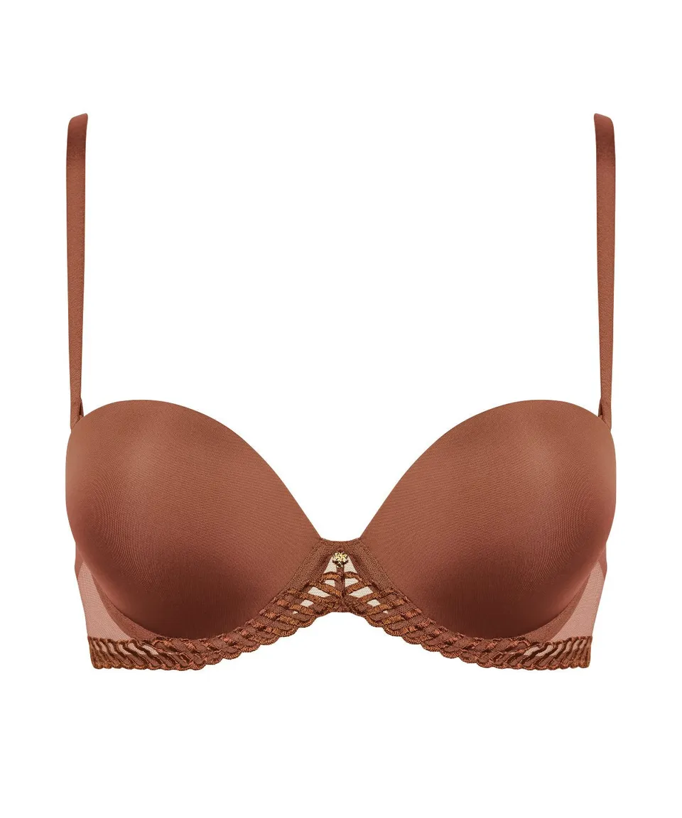aubade-sheer-emotion-soutien-gorge-bandeau-plunge-honey image 1