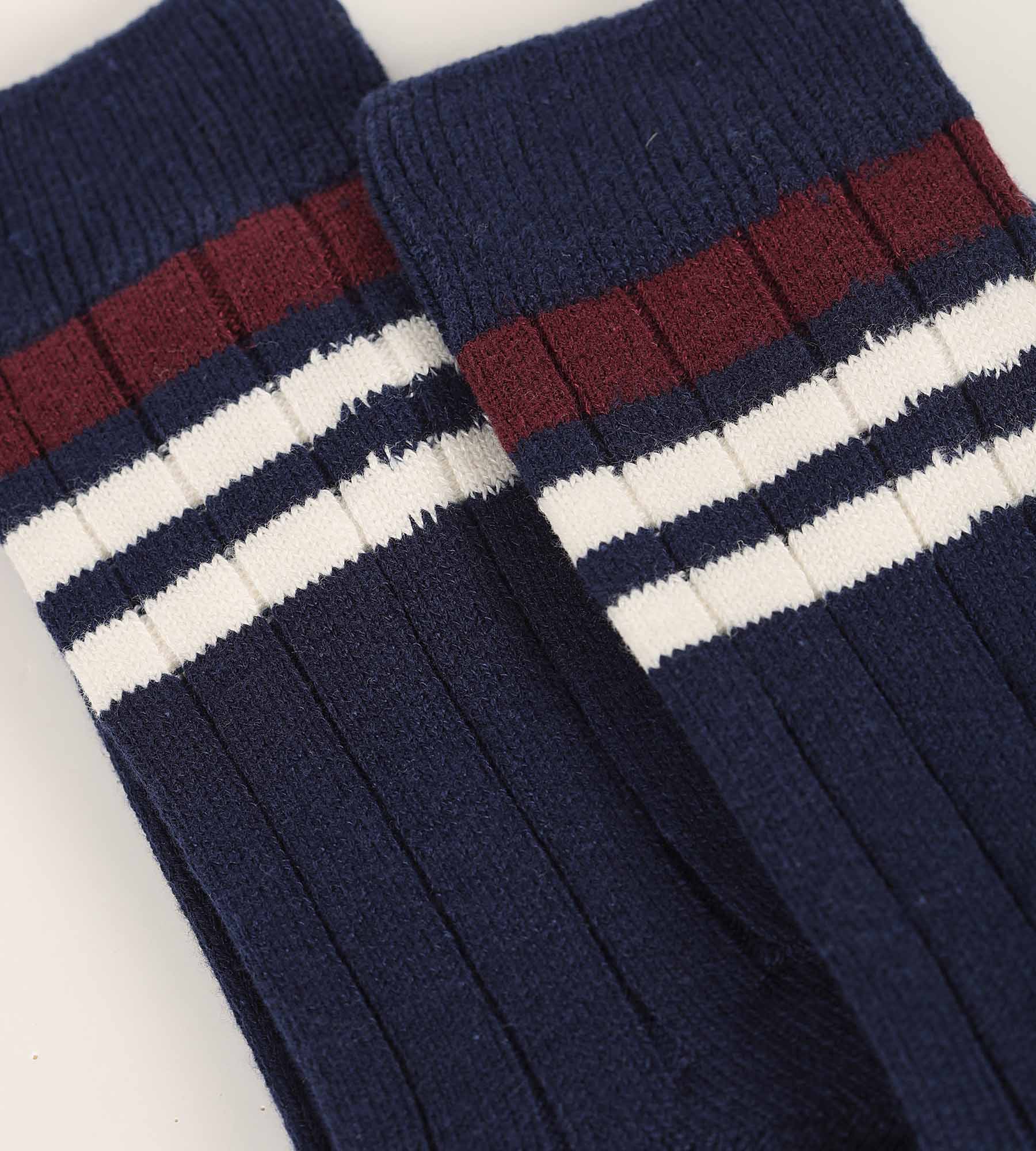 chaussettes-homme-dim-bambou-marine-rayures-maille-c-tel-e image 3