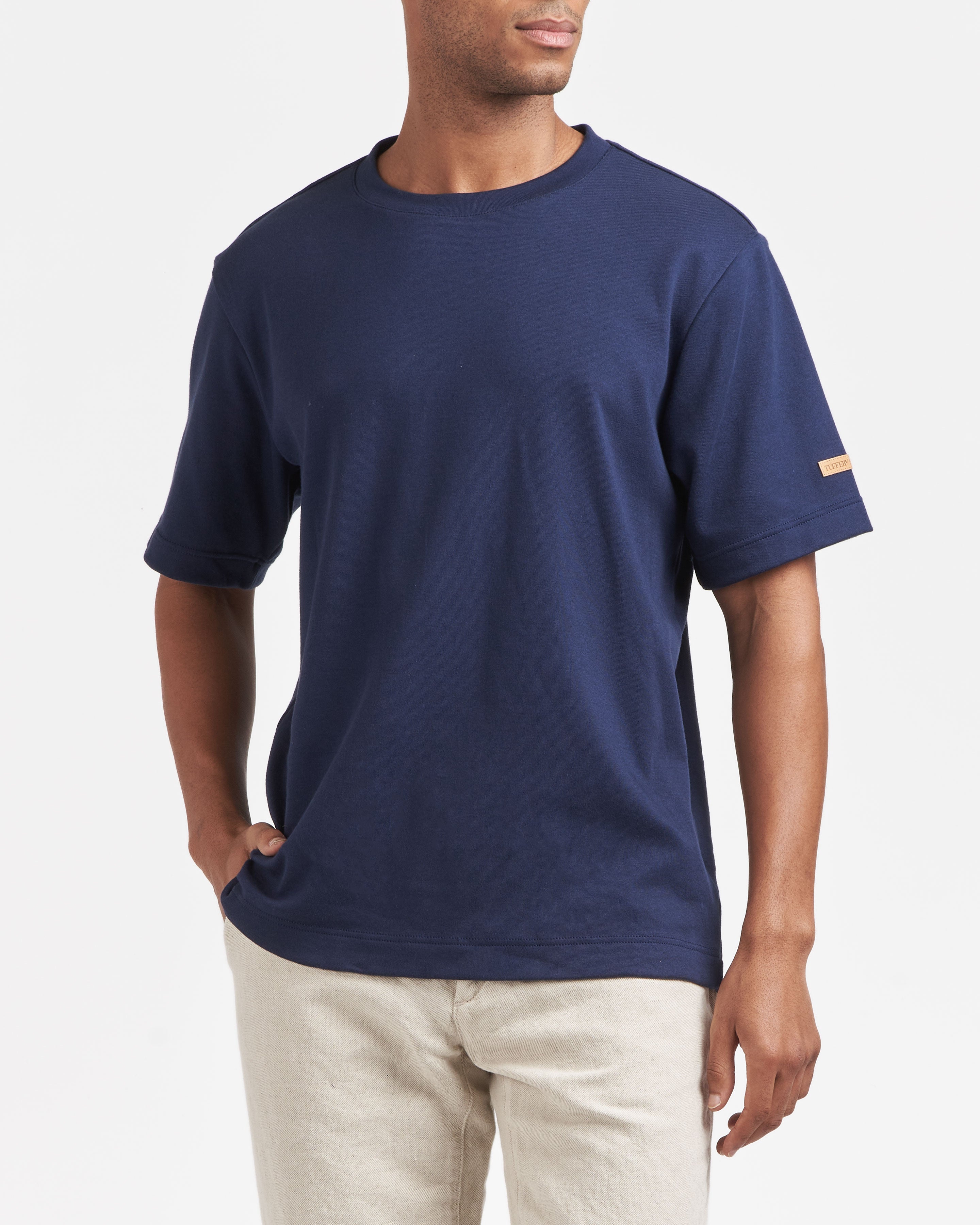 atelier-tuffery-t-shirt-homme-coton-bio-bleu-marine-coupe-droite image 2