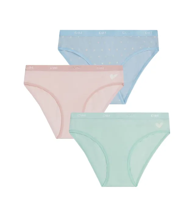 dim-lot-de-3-culottes-fille-coton-stretch-les-pockets-pastel-c-ur image 1