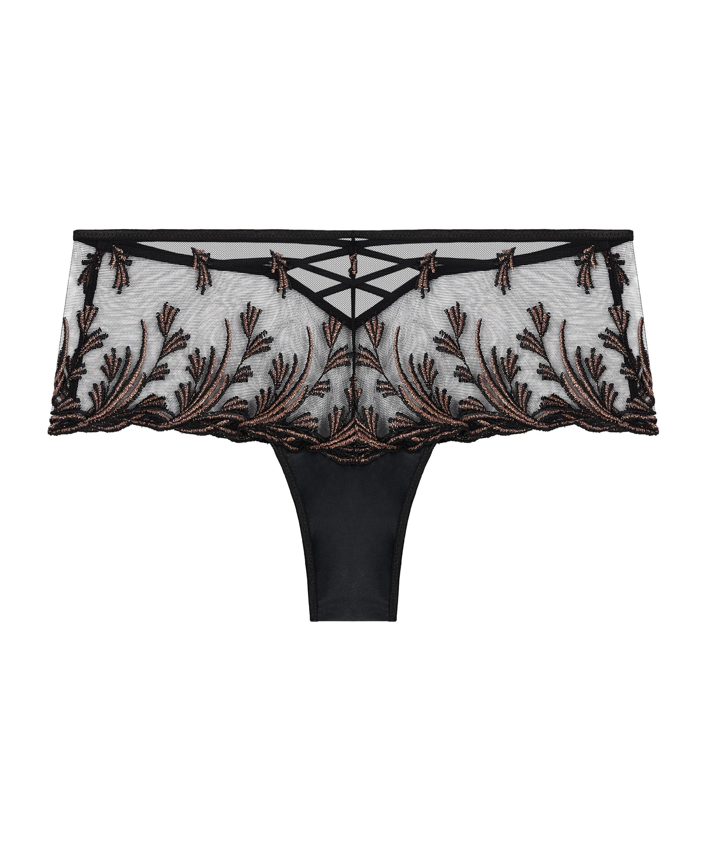 aubade-cosmic-romance-shorty-black-stripes-broderie-lurex image 5