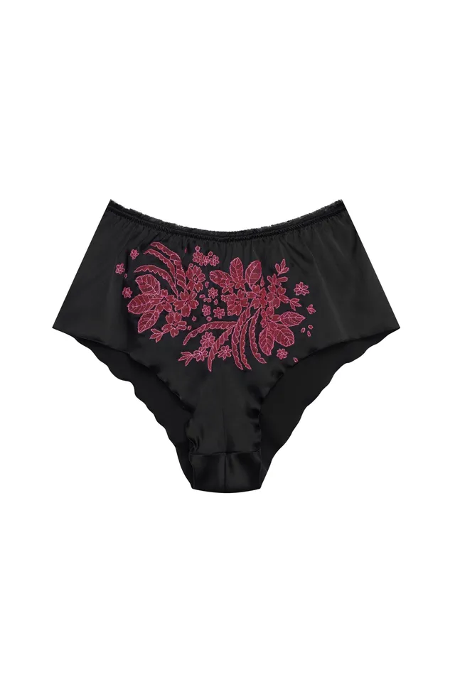 cadolle-short-soie-noire-incrust-e-dentelle-pyjama-nuit image 1