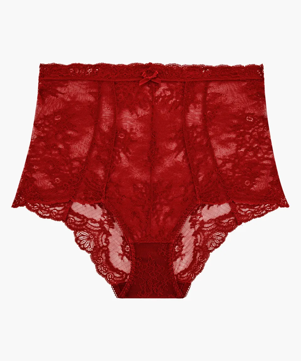 aubade-danse-des-sens-culotte-taille-haute-irresistible-red-dentelle-florale-tra image 1