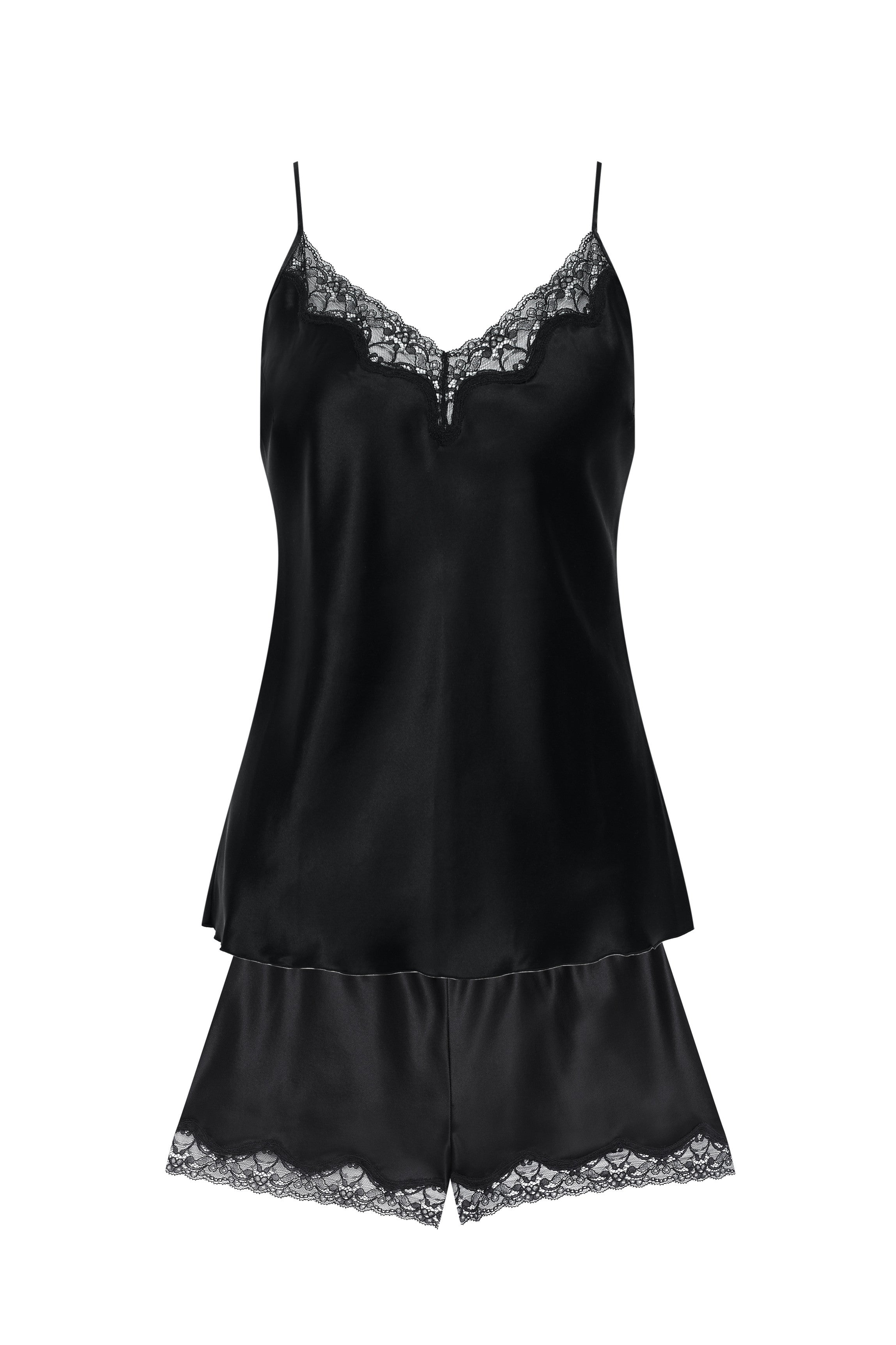 cadolle-ensemble-camisole-et-short-soie-noire image 1