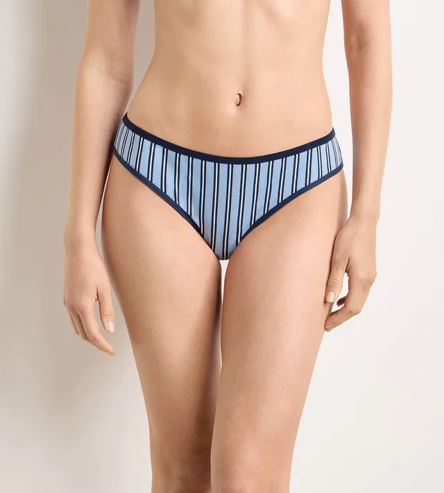 dim-x-ines-de-la-fressange-tanga-imprim-bleu-coton-femme image 1