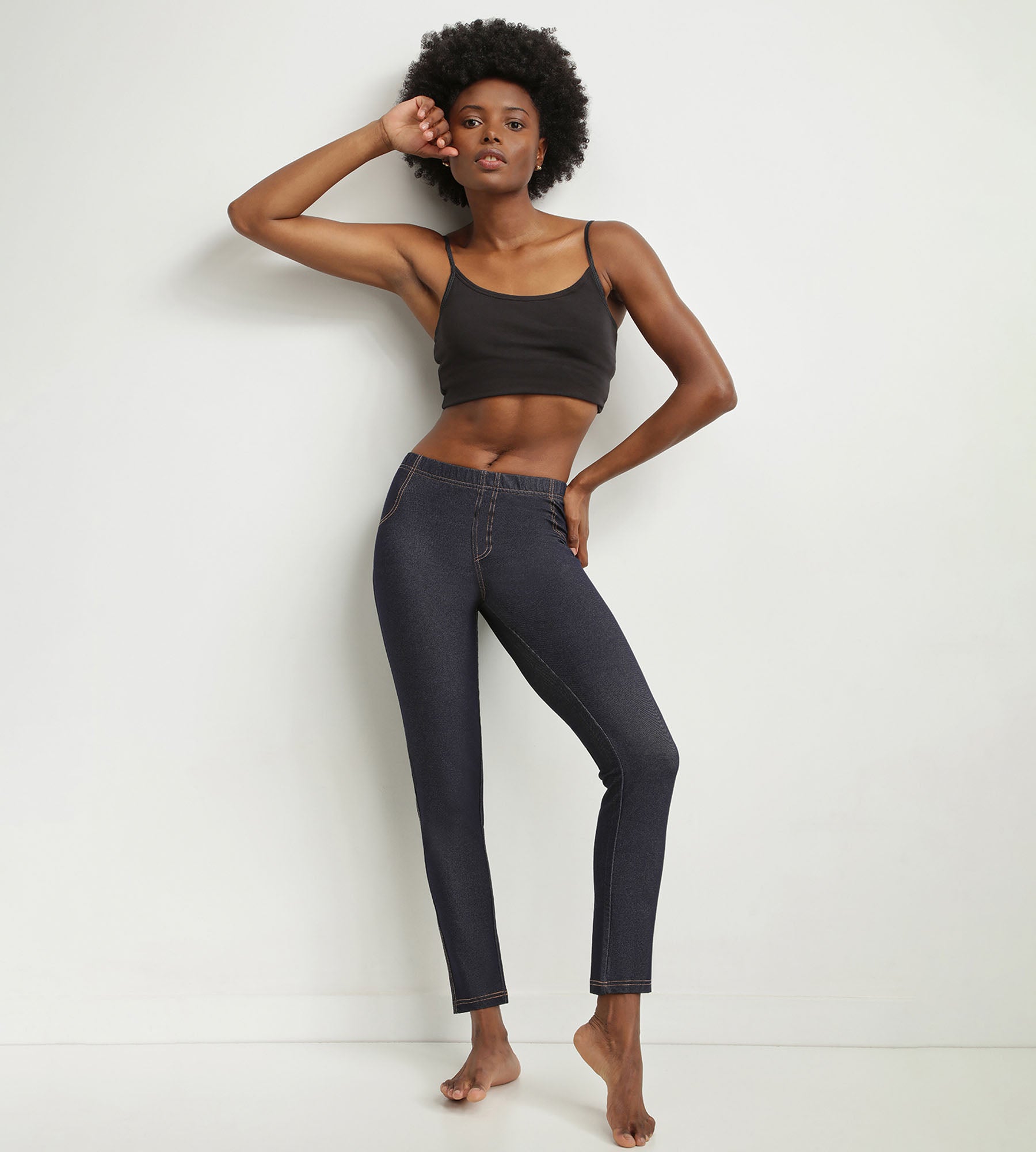 dim-relax-go-legging-femme-effet-jean-bleu-marine-avec-poches image 3