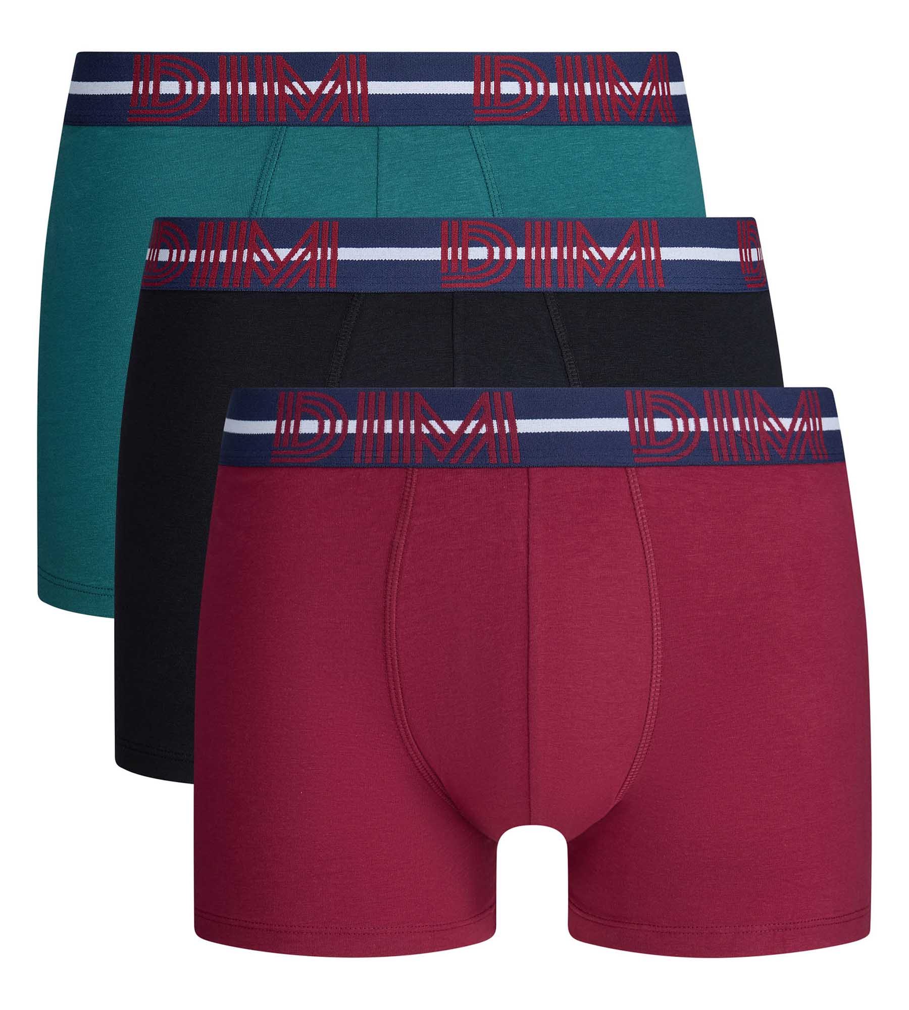 dim-powerful-lot-de-3-boxers-homme-coton-stretch-velours-noir-vert-bouteille image 3