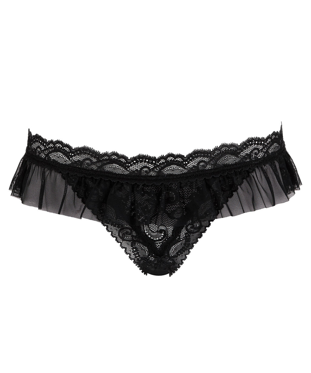 aubade-bo-te-d-sir-thong-black-string-fendu-dentelle image 1