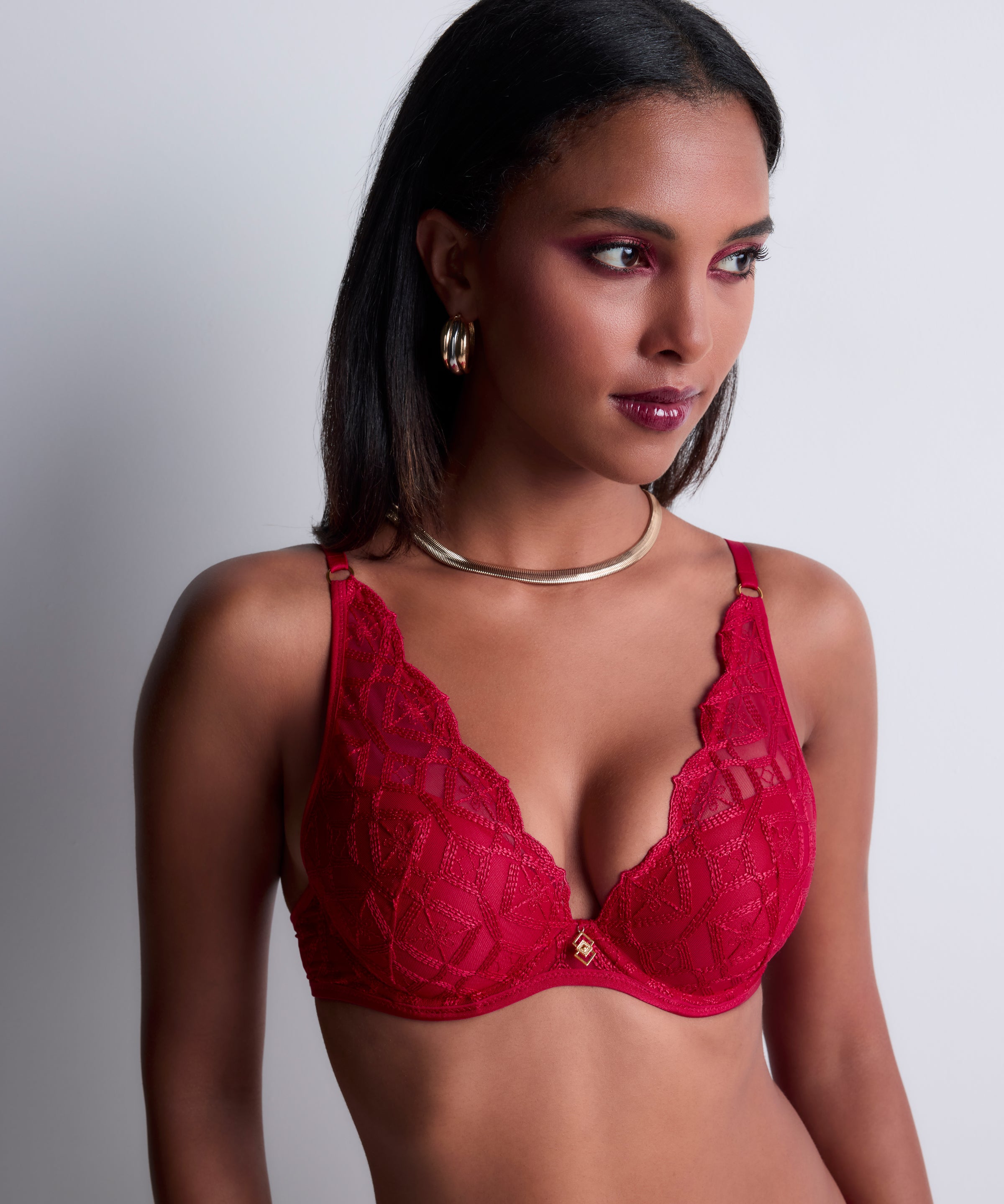 aubade-sense-of-illusion-soutien-gorge-plunge-foulard-red-berry image 2
