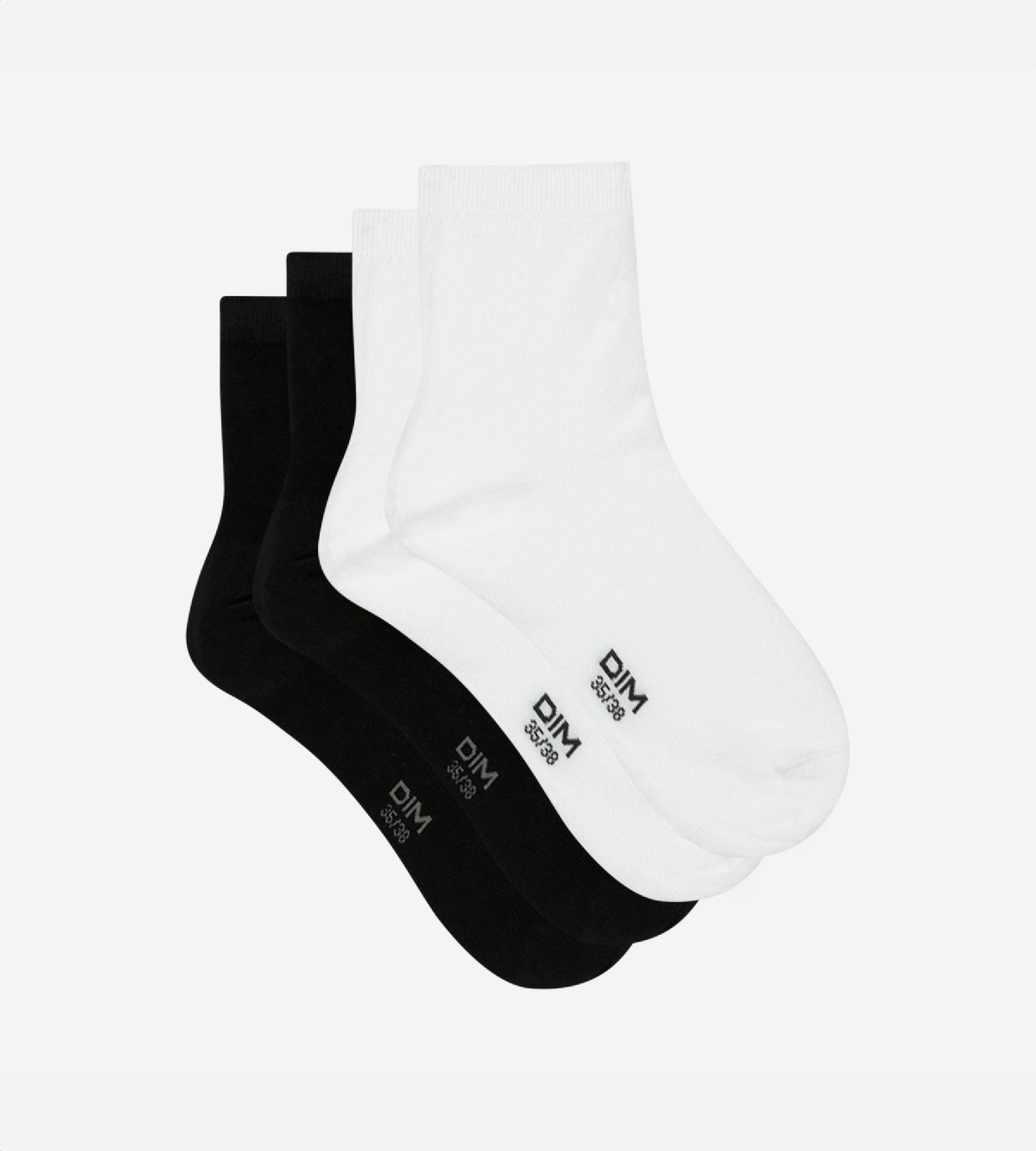 dim-sport-lot-de-2-paires-de-socquettes-coton-blanche-noire-femme image 3