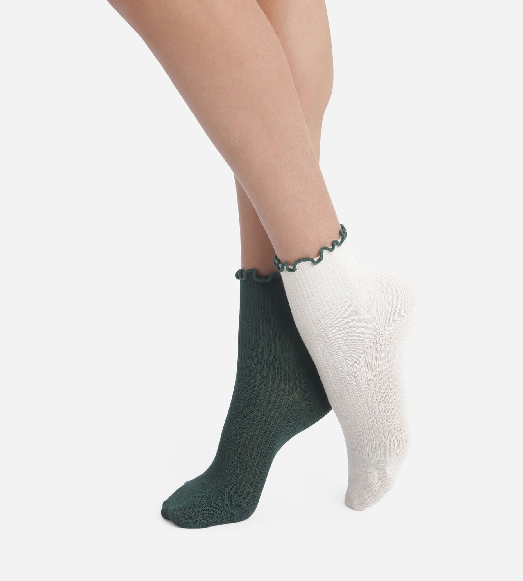 dim-modal-lot-de-2-paires-chaussettes-femme-volants-pin-ivoire image 2