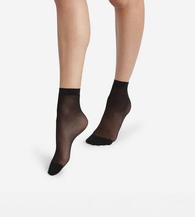 dim-ultra-resist-lot-de-2-paires-de-socquettes-voile-femme-noir-20d image 1