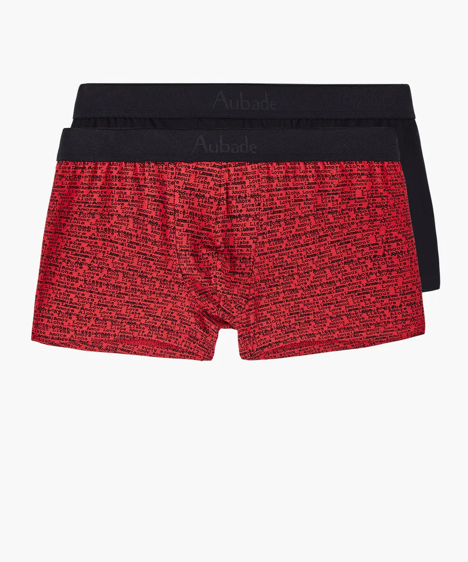 aubade-homme-lot-2-boxers-love-letters-rouge image 1