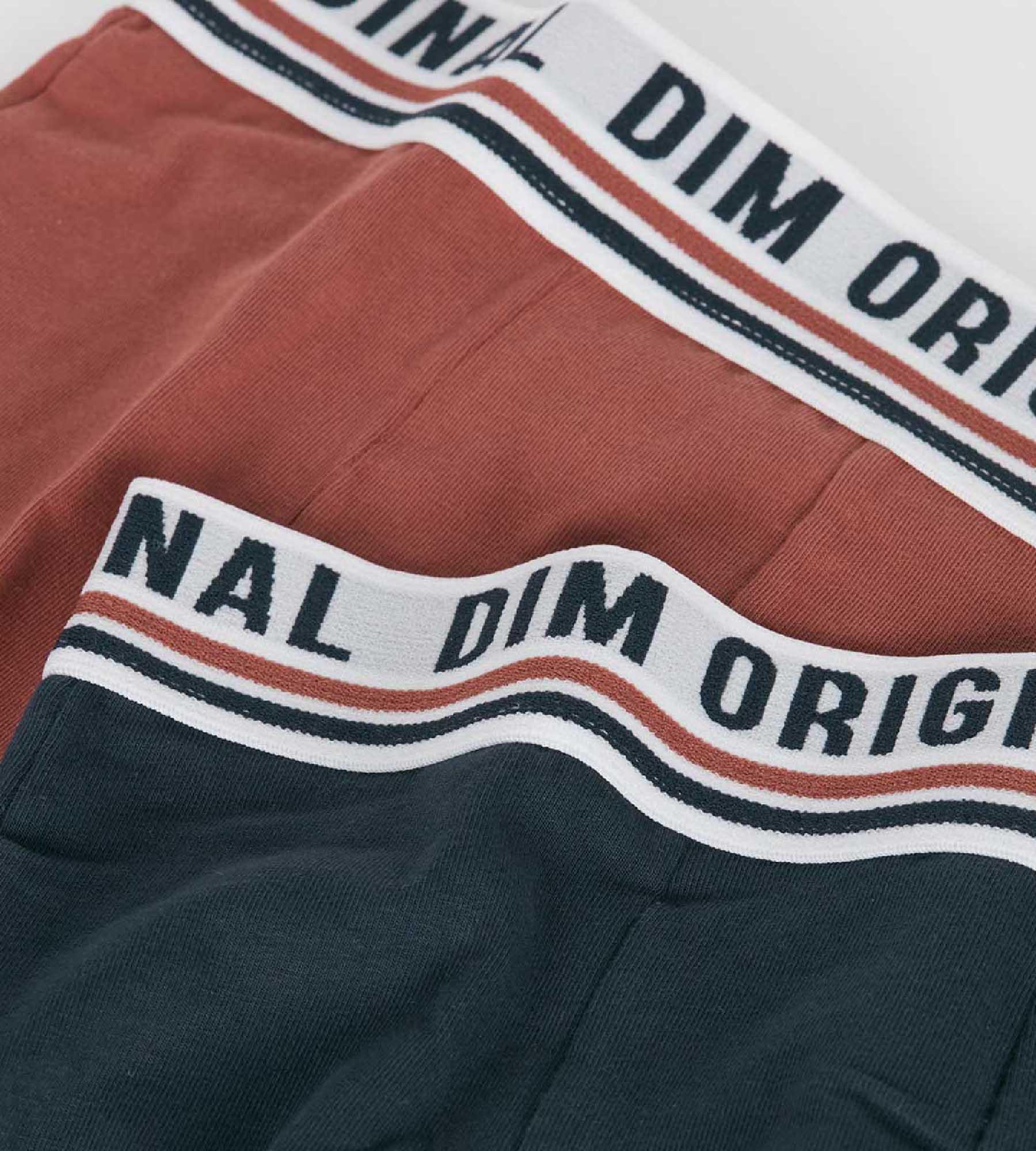 dim-originals-lot-de-2-boxers-gar-on-coton-stretch-bleu-rouge-ceinture-r-tro image 3