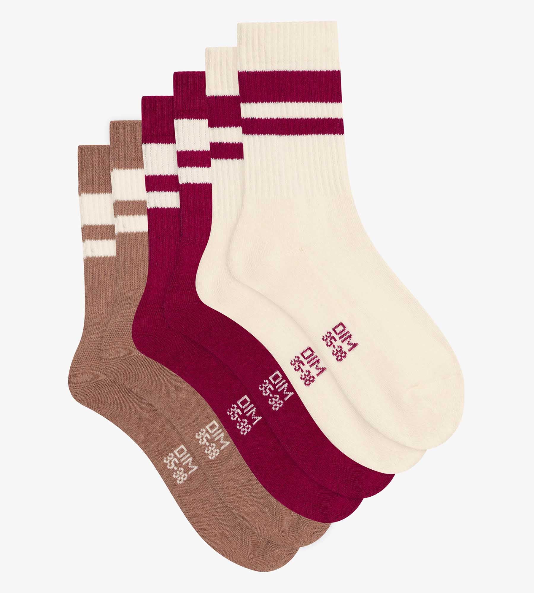 dim-ecodim-sport-lot-de-3-chaussettes-femme-coton-caf image 2