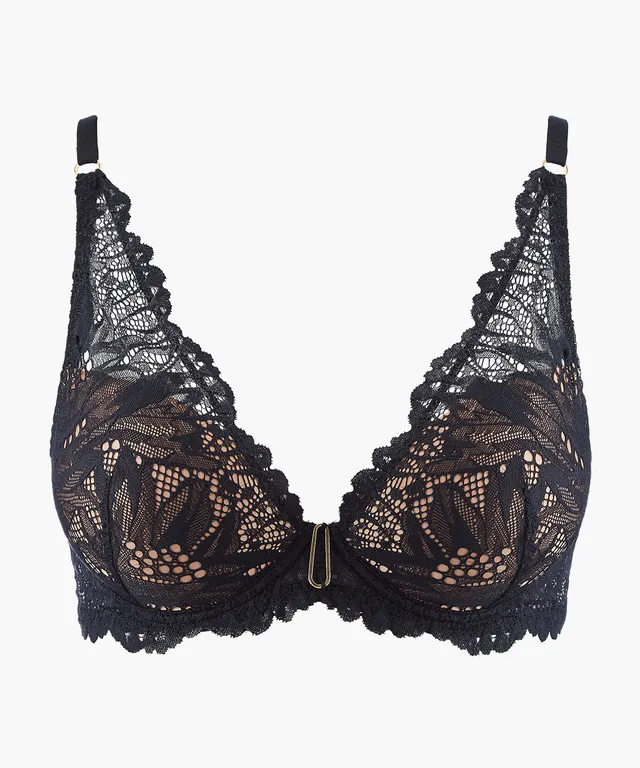 aubade-flowermania-soutien-gorge-plunge-foulard-noir image 1