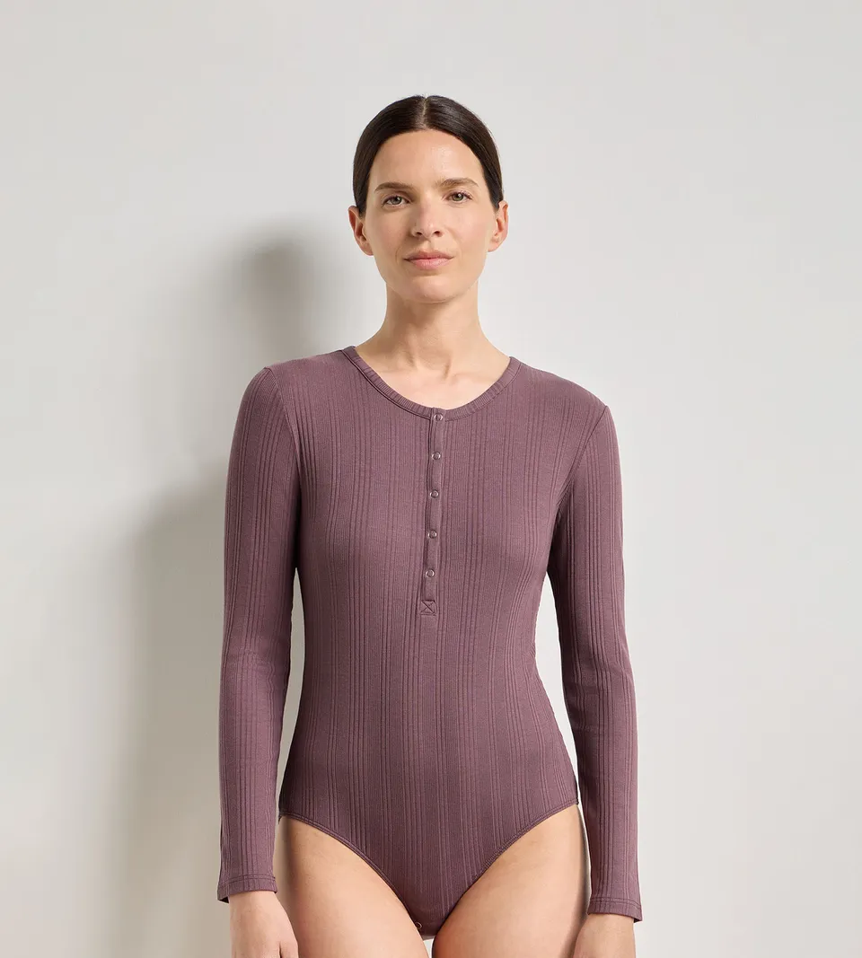 dim-x-ines-de-la-fressange-body-t-shirt-manches-longues-m-re-nuit-femme image 1