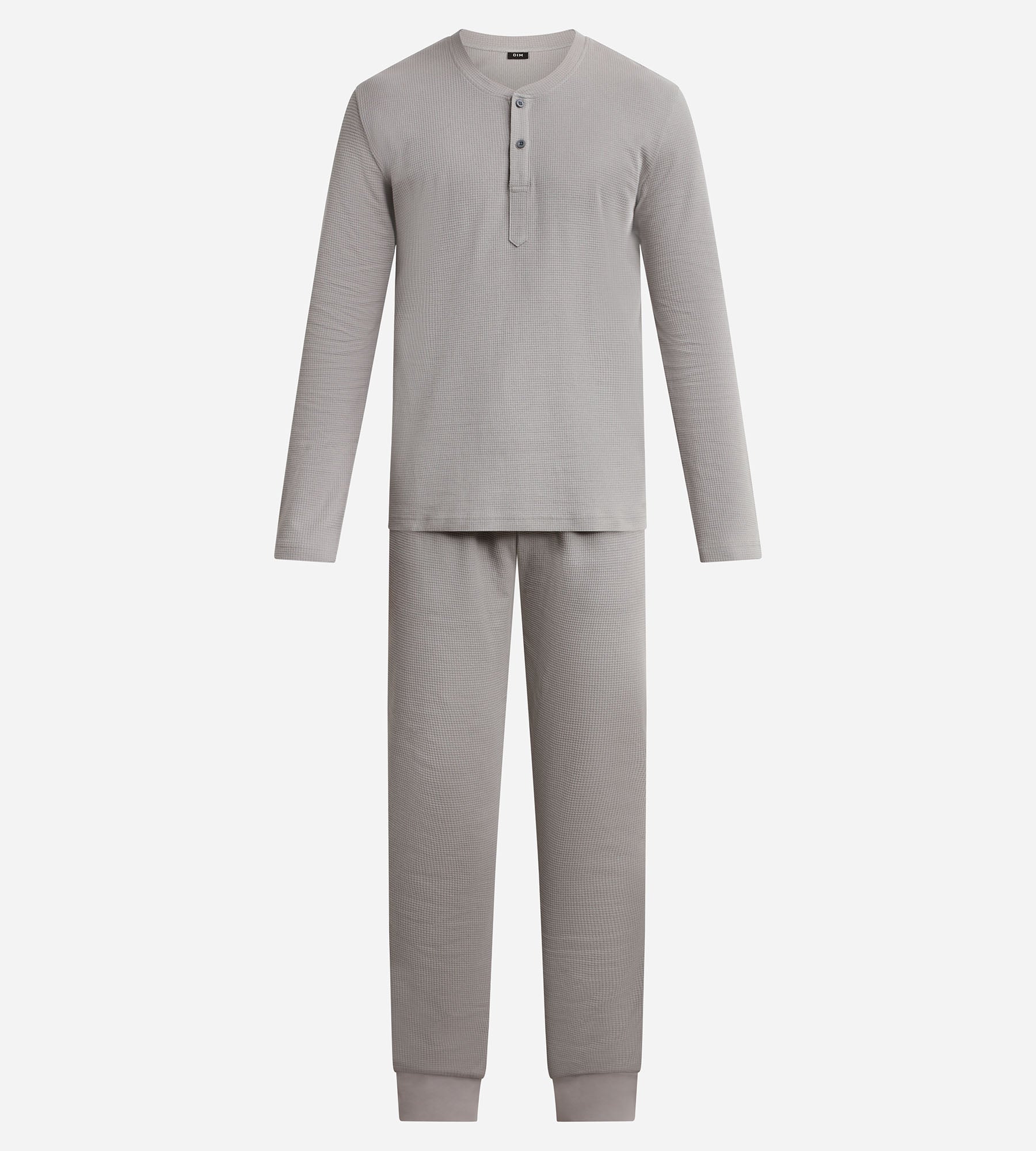 dim-nightwear-ensemble-pyjama-pantalon-jersey-gris-col-serafino image 4