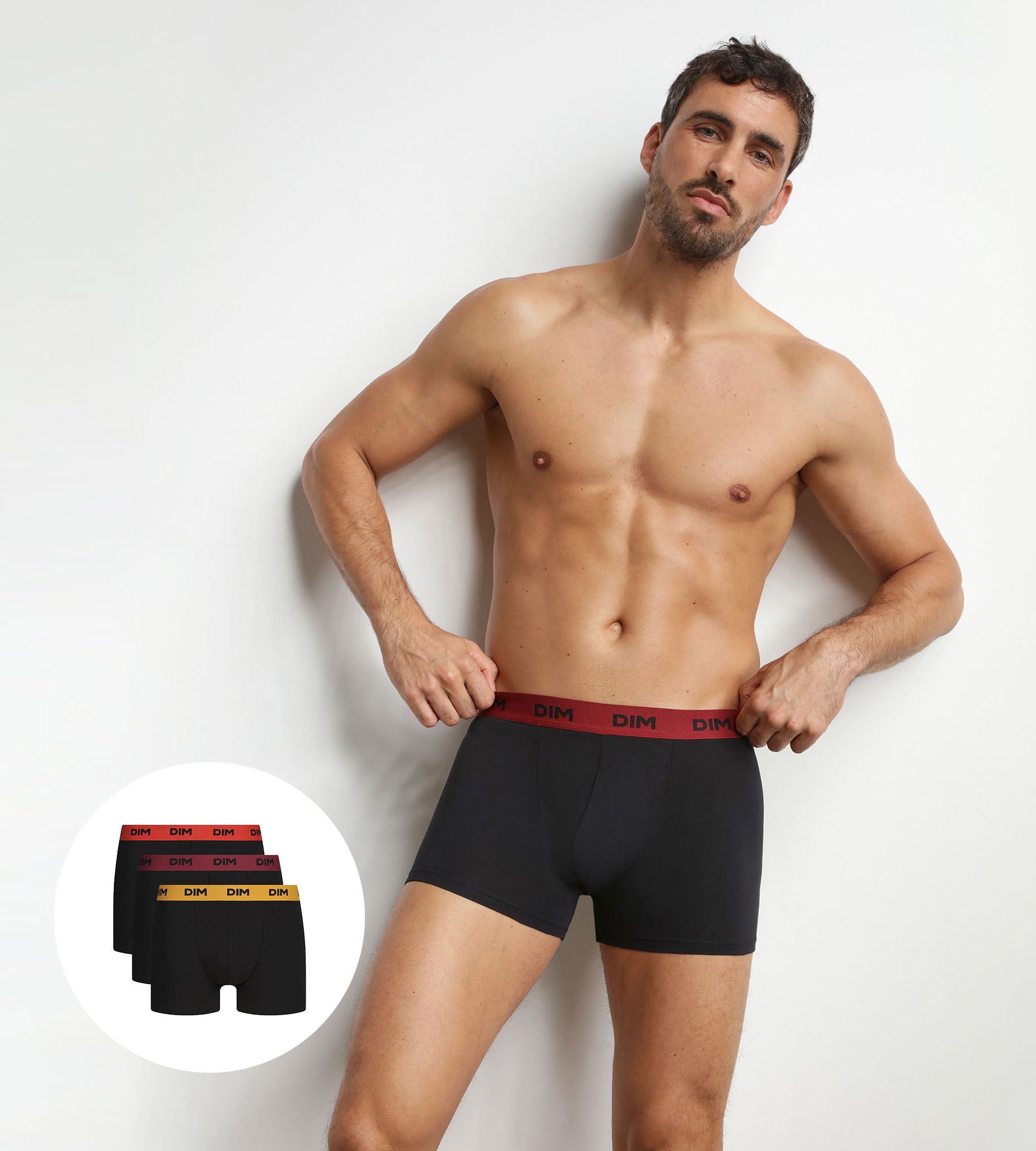 dim-mix-colors-lot-de-3-boxers-homme-noir-ceinture-flamme image 1