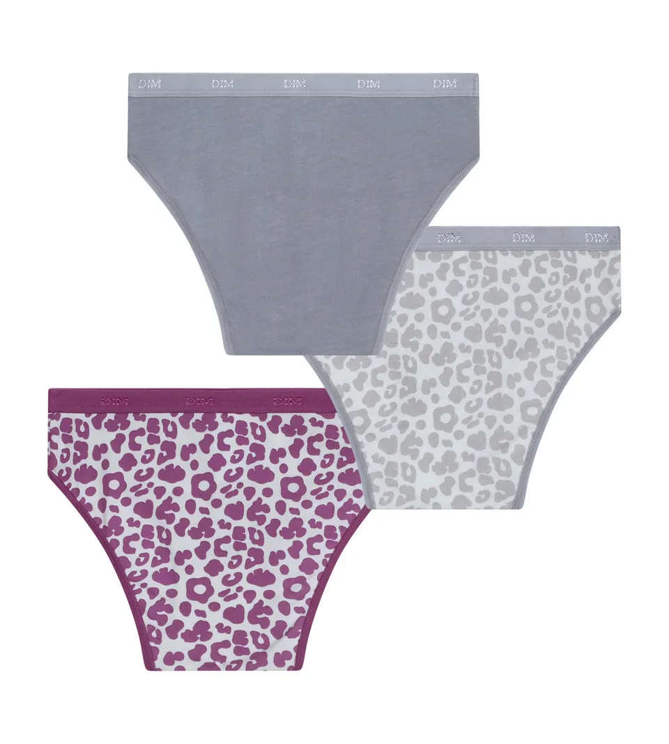 dim-les-pockets-lot-de-3-culottes-fille-coton-stretch-l-o-gris-violet image 1