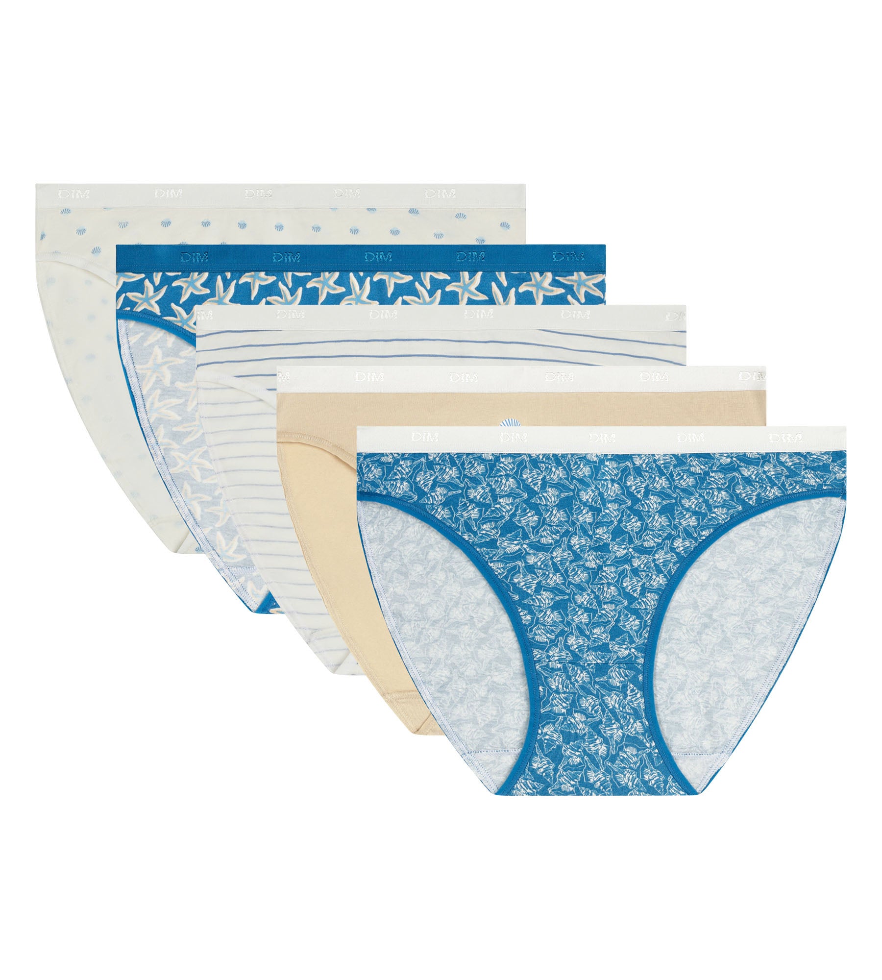 dim-les-pockets-lot-de-5-slips-femme-coton-stretch-motif-marin image 5