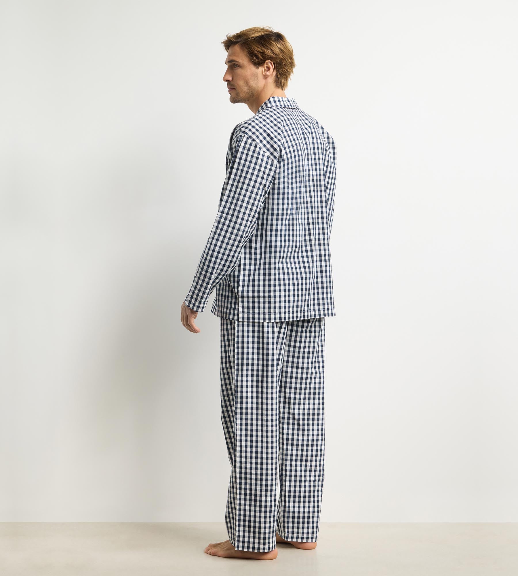 dim-woven-ensemble-pyjama-pantalon-homme-vichy-bleu image 2
